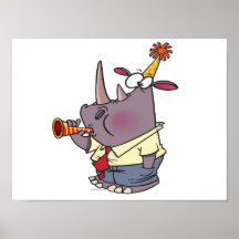 dibujo animado divertido lindo del rinoceronte del impresiones