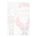 Dibujo animado divertido Santa y Rudolph Papelería De Diseño