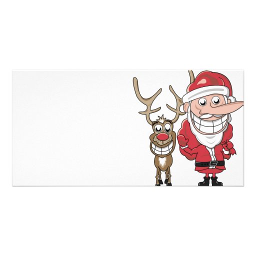 Dibujo animado divertido Santa y Rudolph Tarjetas Personales