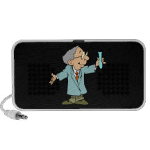 Dibujo animado enojado feliz del científico mini altavoz