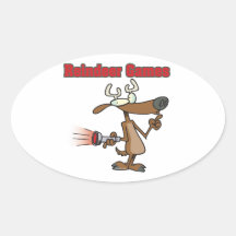 dibujo animado falso de Rudolph de los juegos del  Colcomanias Oval Personalizadas