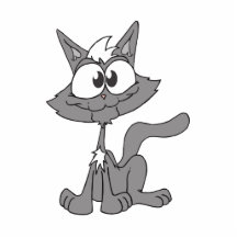 Dibujo animado feliz del gato escultura fotografica