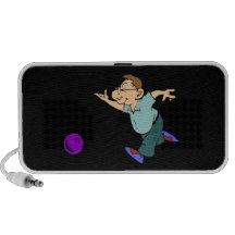 Dibujo animado feliz del jugador de bolos altavoz