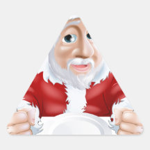 Dibujo animado feliz Santa listo para la cena de n Colcomanias Triangulo