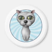 Dibujo animado gris del gato iman de nevera