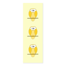 Dibujo animado lindo del búho. Amarillo Tarjeta De Visita
