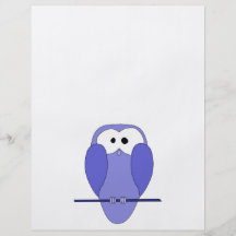Dibujo animado lindo del búho. Azul Tarjetón