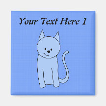 Dibujo animado lindo del gato azul imán