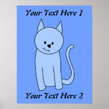 Dibujo animado lindo del gato azul impresiones