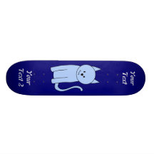 Dibujo animado lindo del gato azul tabla de patinar