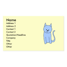Dibujo animado lindo del gato azul plantillas de tarjetas de visita