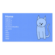 Dibujo animado lindo del gato azul tarjetas de visita