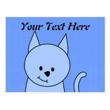 Dibujo animado lindo del gato azul tarjeta postal