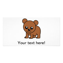 Dibujo animado lindo del oso del bebé tarjeta con foto personalizada