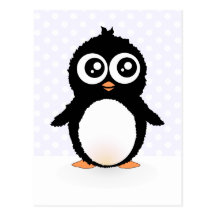 Dibujo animado lindo del pingüino postal