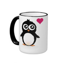 Dibujo animado lindo del pingüino tazas