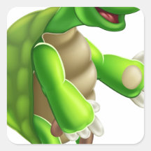 Dibujo animado mayor de la tortuga pegatina cuadradas