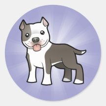 Dibujo animado Pitbull/Staffordshire Terrier ameri Pegatinas Redondas