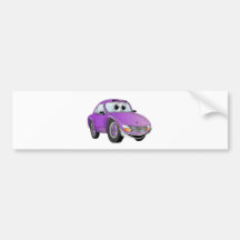 Dibujo animado púrpura del coche de deportes pegatina de parachoque