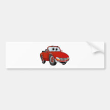 Dibujo animado rojo del convertible del coche de d etiqueta de parachoque