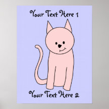 Dibujo animado rosado del gato impresiones