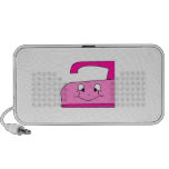 Dibujo animado rosado del hierro. En blanco Altavoces