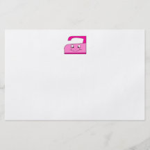 Dibujo animado rosado del hierro. En blanco Tarjetas Publicitarias