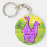 Dibujo animado rosado personalizado lindo del dino llavero