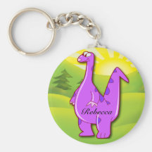 Dibujo animado rosado personalizado lindo del dino llavero