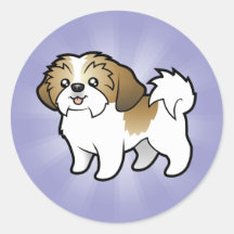 Dibujo animado Shih Tzu (perrito cortado) Etiquetas Redondas