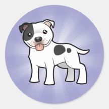 Dibujo animado Staffordshire bull terrier Etiqueta Redonda