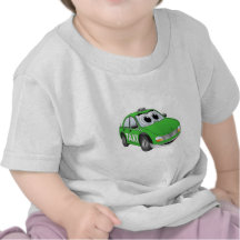 Dibujo animado verde del taxi camisetas