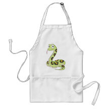 Dibujo animado verde lindo de la serpiente del Ana Delantales