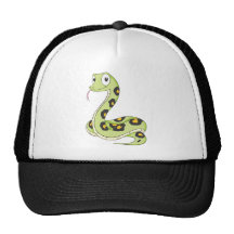 Dibujo animado verde lindo de la serpiente del Ana Gorro