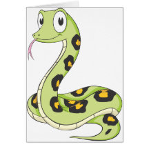 Dibujo animado verde lindo de la serpiente del Ana Tarjetón
