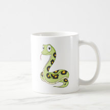 Dibujo animado verde lindo de la serpiente del Ana Taza