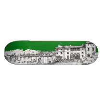 dibujo casero verde monopatín