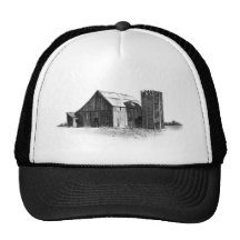 DIBUJO DE LÁPIZ: GRANERO VIEJO, SILO: REALISMO GORROS BORDADOS