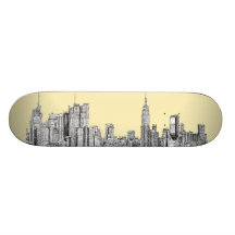 Dibujo de NYC en la marfil poner crema Tabla De Skate