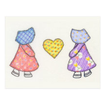 Dibujo del adorno de Sunbonnet que acolcha Sue Tarjetas Postales