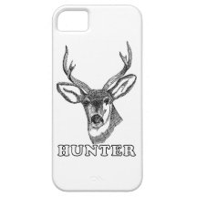 Dibujo del cazador de los ciervos en blanco y negr iPhone 5 funda