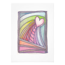 Dibujo del vitral del arco iris del corazón del vu invitación