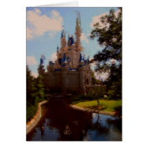 Dibujo en colores pastel del castillo tarjeta