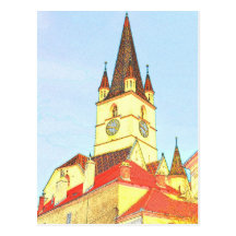 Dibujo evangélico de la torre de iglesia postal