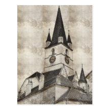 Dibujo evangélico de la torre de iglesia tarjeta postal