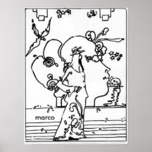 Dibujo firmado original máxima del estilo de Peter Posters