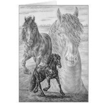 Dibujo frisio del caballo por el cisne de Kelli Felicitación