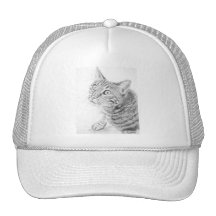 Dibujo gris del gato de Tabby Gorros