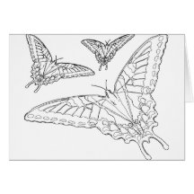 Dibujo lineal de la mariposa tarjetas