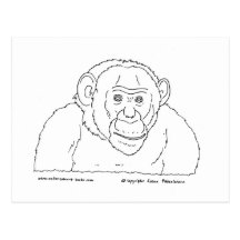 Dibujo lineal del chimpancé tarjetas postales